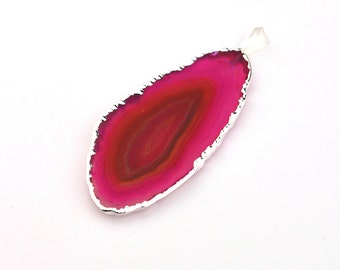 Pink Agate, Agate Pendant, Agate Necklace, Agate Slice, Silver Agate, Pink Agate Pendant, Agate Crystal, #12, Agate Stone, Natural Agate