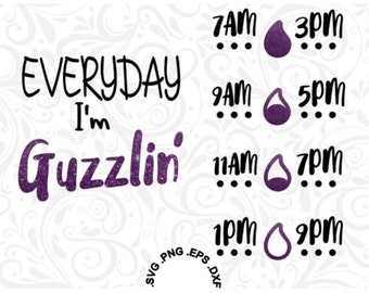 water bottle svg - water tracker svg - water intake svg - water svg - vinyl svg files - svg files- bottle svg - .DXF .SVG, .PNG