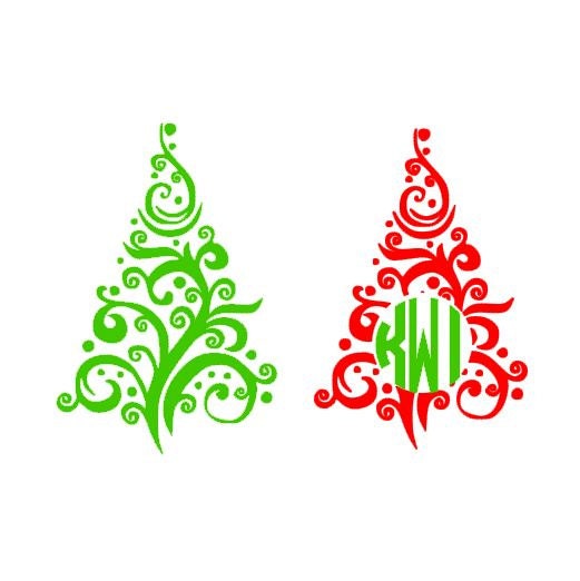 Download Swirly Christmas Tree Monogram SVG by BoodlebugGraphics on Etsy