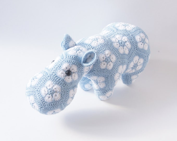 Crochet Toy Doll Amigurumi Jungle African Animal Hippo Stuffed Toy Present Gift for Boy Girl Baby Custom Color Shower