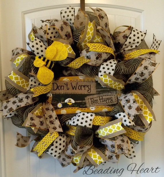 Burlap Wreath Bee Wreath Bumble Bee Wreath Bumble Bee