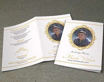 Printable Funeral Program Template | Memorial program | obituary program | Photoshop, MS Word, Mac Page Template | Instant Download | FP-049