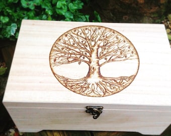 Tree of life large keepsake box, pagan gift, wooden box, memory box, trinket box, reiki gift, spiritual gift, memorial box,personalised