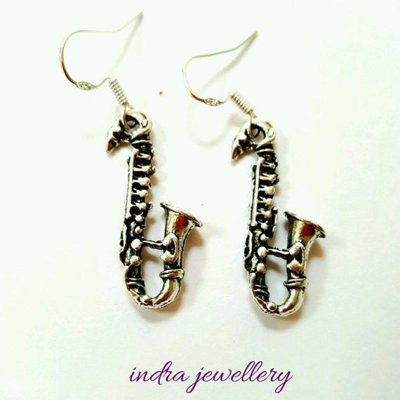 Saxophone earrings jazz earrings Saxophone jewelry gift for