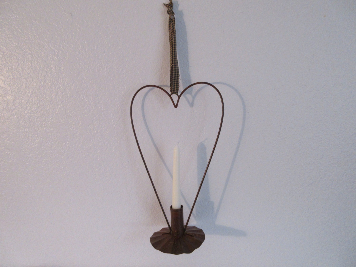 Handcrafted Rustic Metal Hanging Heart Candle Holder