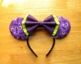 Halloween Minnie Mouse Ears - Bats and Moons