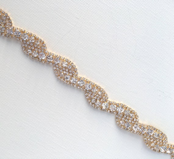 Gold Crystal Rhinestone Trim by the Yard Wholesale gold