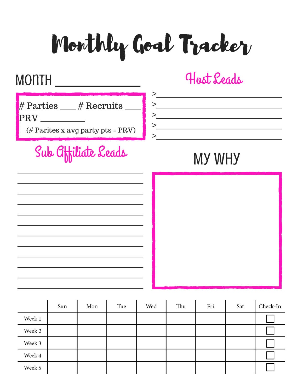 Monthly Goal Tracker Printable