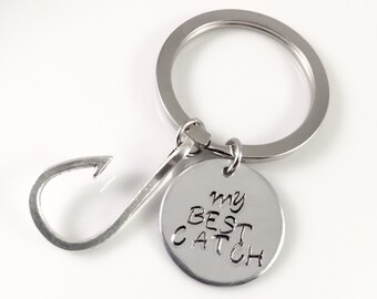 Fishing keychain, best catch keychain, Valentine Jewelry, couples keychain, anniversary, father birthday, Valentines Day, for him