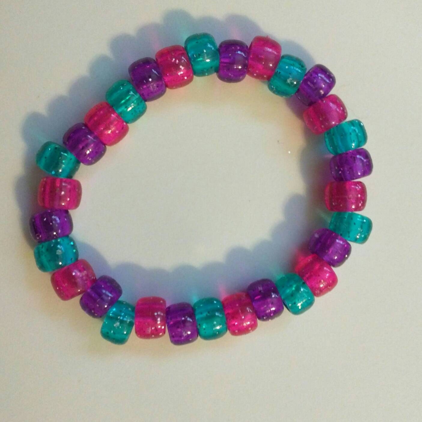 Glittery Bisexual Pride Pony Bead Bracelet