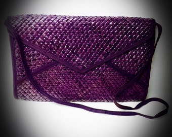 Amber Herringbone Rattan Clutch main image 0