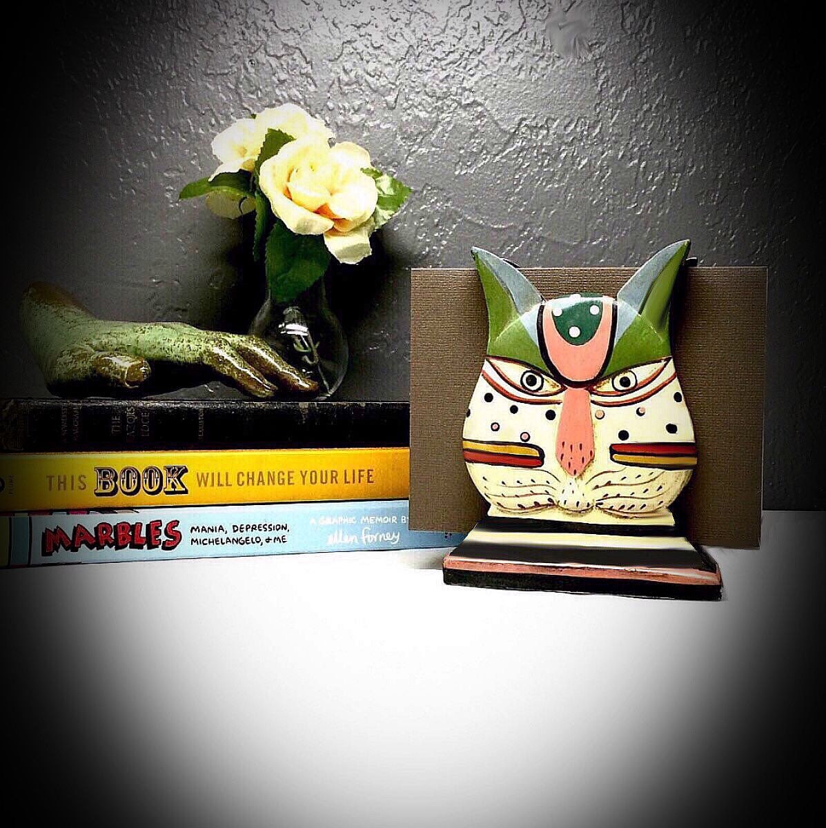 vintage hand painted cat napkin holder envelope mail holder