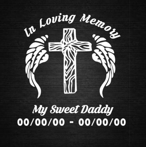 Wing Cross In Loving Memory Decal Personalize Vinyl Decal