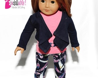 18 inch Doll Clothing, Cascade Jacket, Pink Top, Feather Leggings made to fit like American girl doll clothes