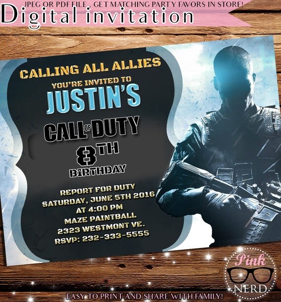 Call of duty black ops 3 birthday invitation by PinkNerdPrintables