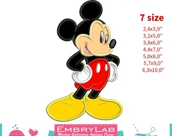 Applique Mickey Mouse. Machine Embroidery Applique Design. Instant Digital Download (16249)