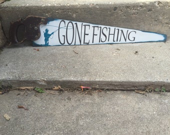 Unique gone fishing sign related items | Etsy