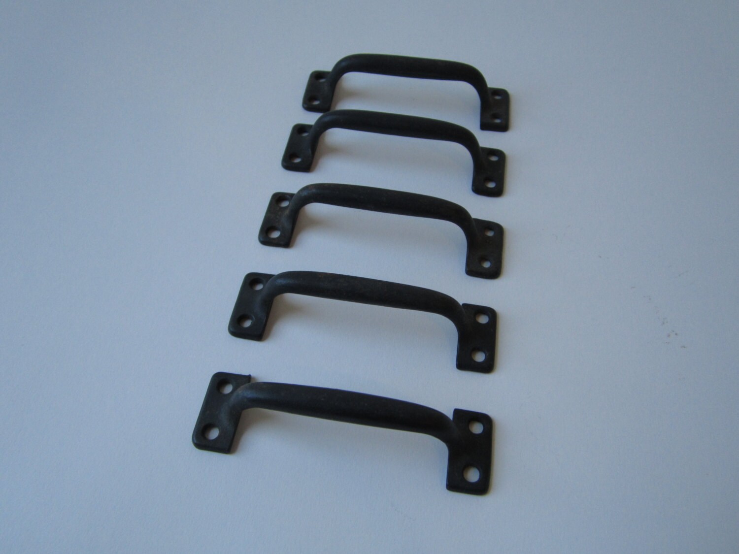 Vintage Drawer Pulls Metal Flat Black Antique Hardware