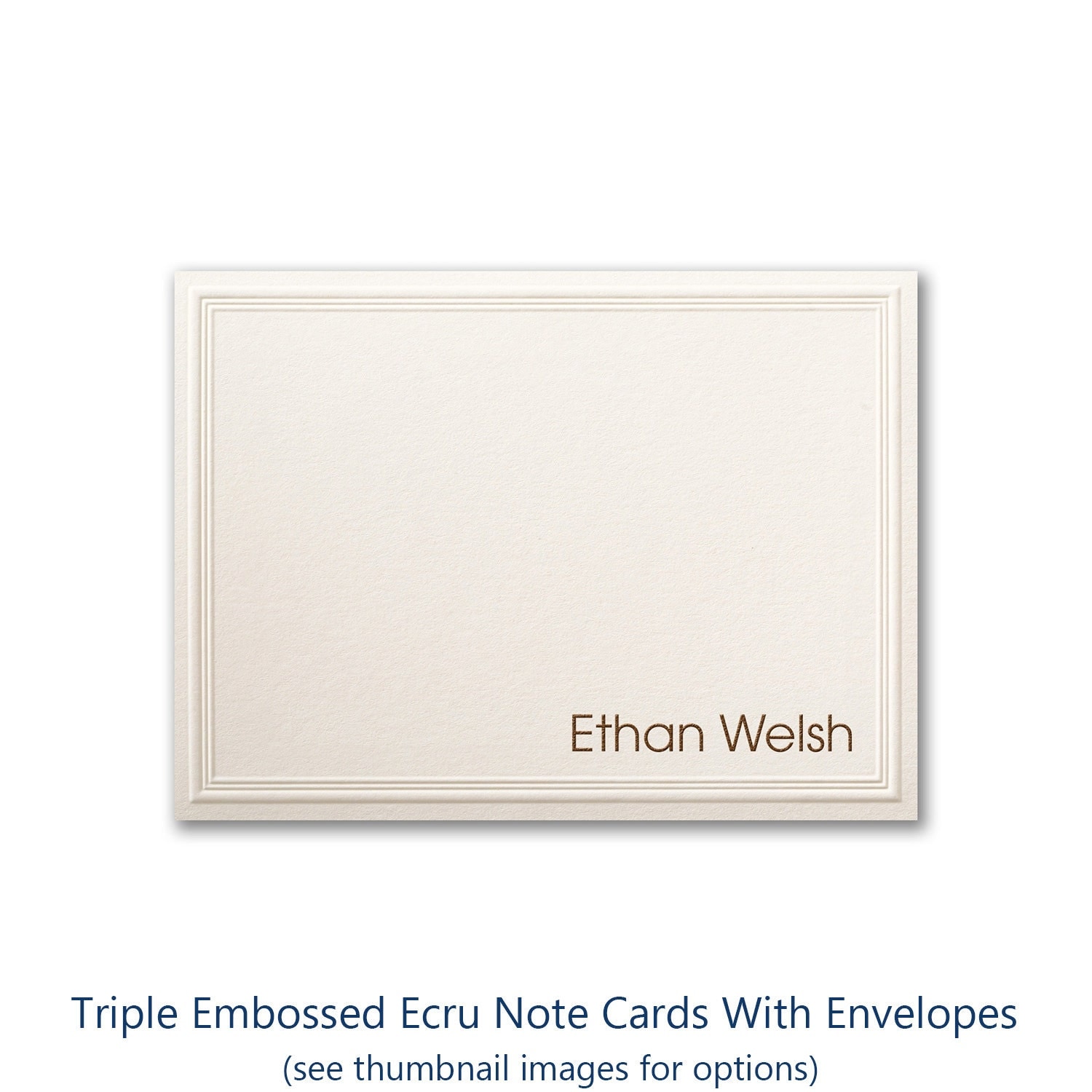 Note Cards Ecru Triple Embossed Personalized With Name