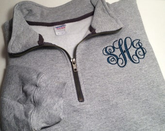 Monogram Quarter Zip | Monogram Quarter Zip Jacket | Monogram Pullover Jacket | Unisex Adult Fit