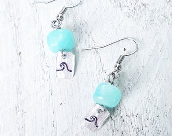 Aqua wave earrings