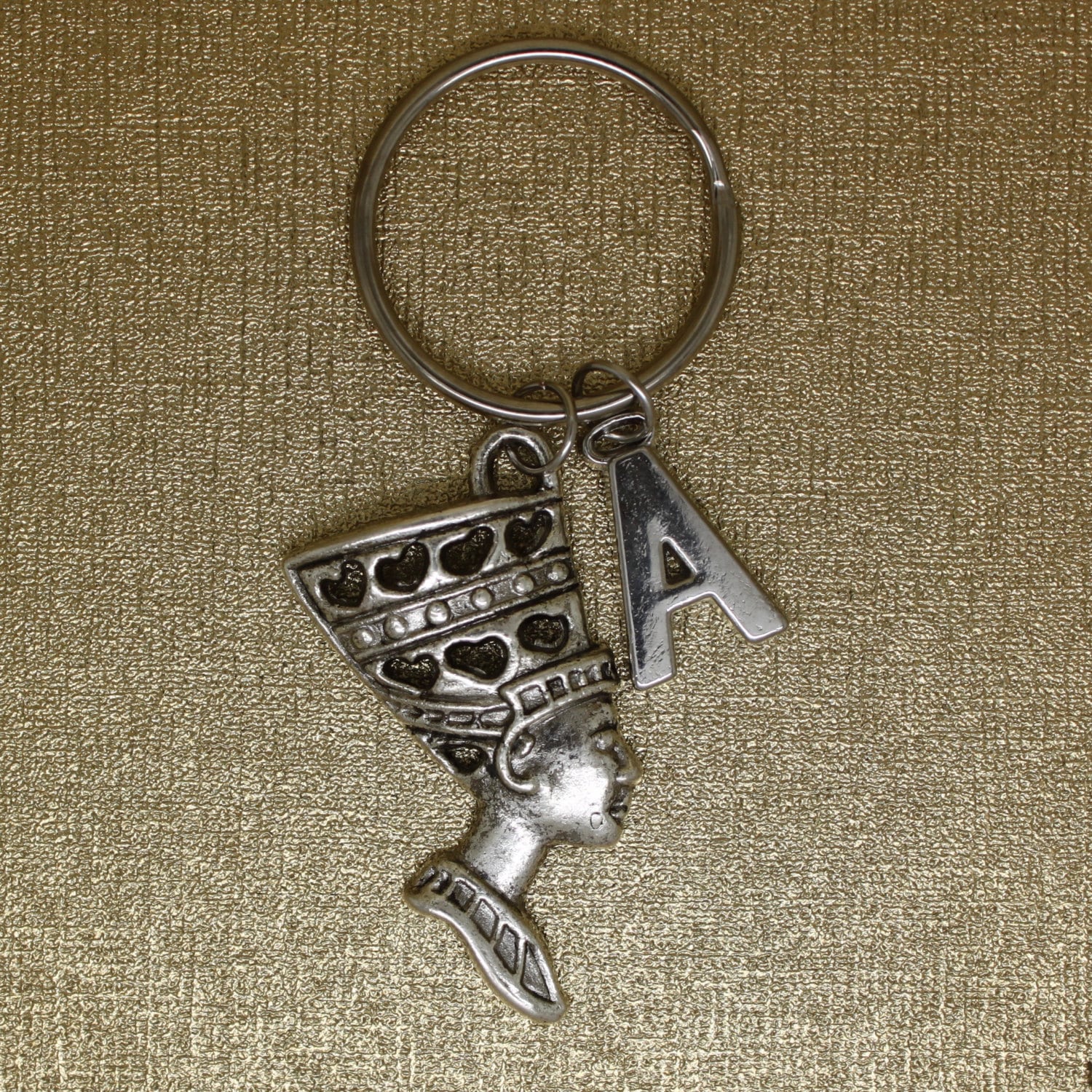 NEFERTITI Keychain Egyptian Queen Keychain Initial Keychain