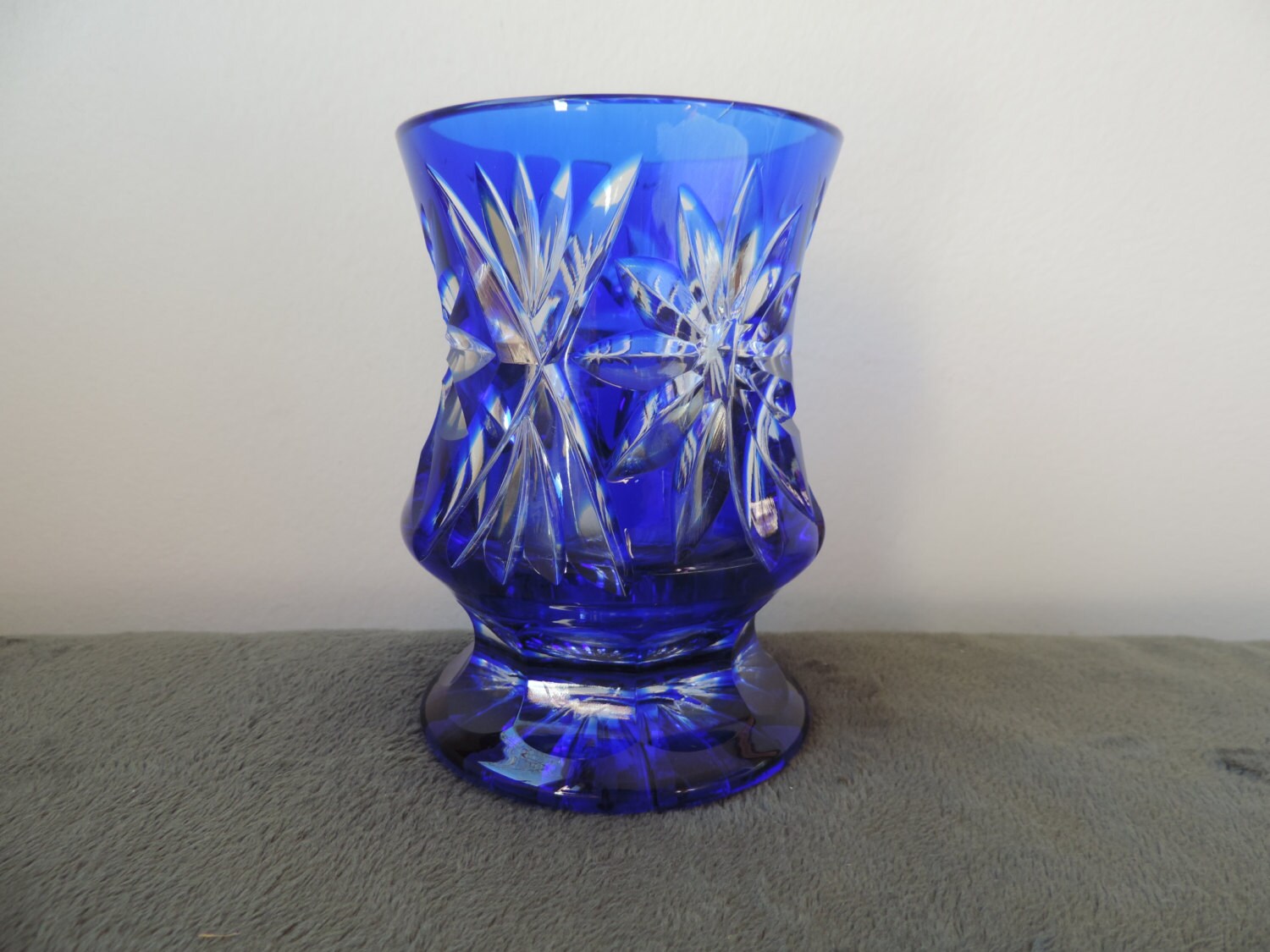 Cobalt Blue Lead Crystal Vase Vintage