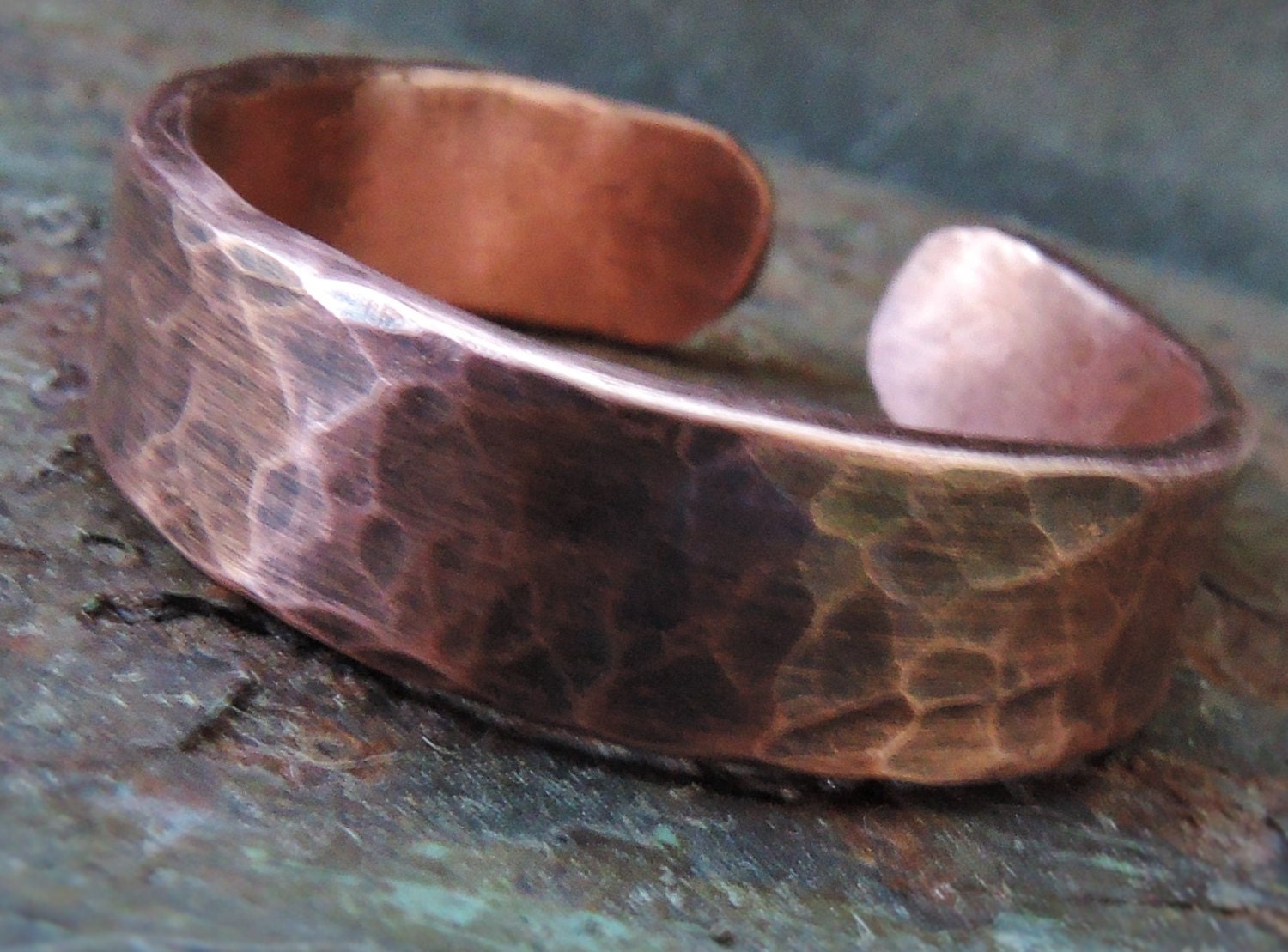 Hammered copper ring Simple minimalist band ring