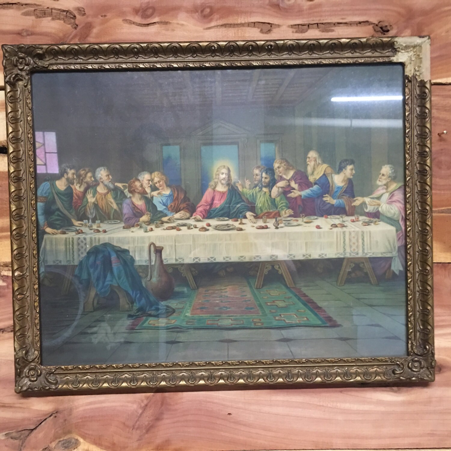 Last Supper Jesus Last Super Vintage Frame Vintage Picture