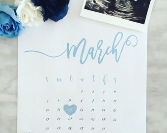 Printable Pregnancy Announcement with Due Date | Wedding | Engagement | Digital | Customisable Calendar | E