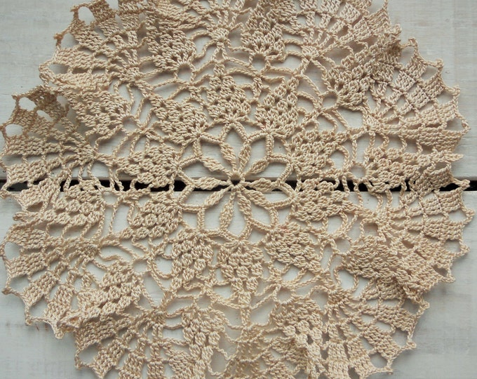 9 inch Doily, Ecru Crochet Lace Doily, Rustic Table Decor, Lace Table Centerpiece, Gift for Her, Table Top, Coaster Doily, Rustic Decoration
