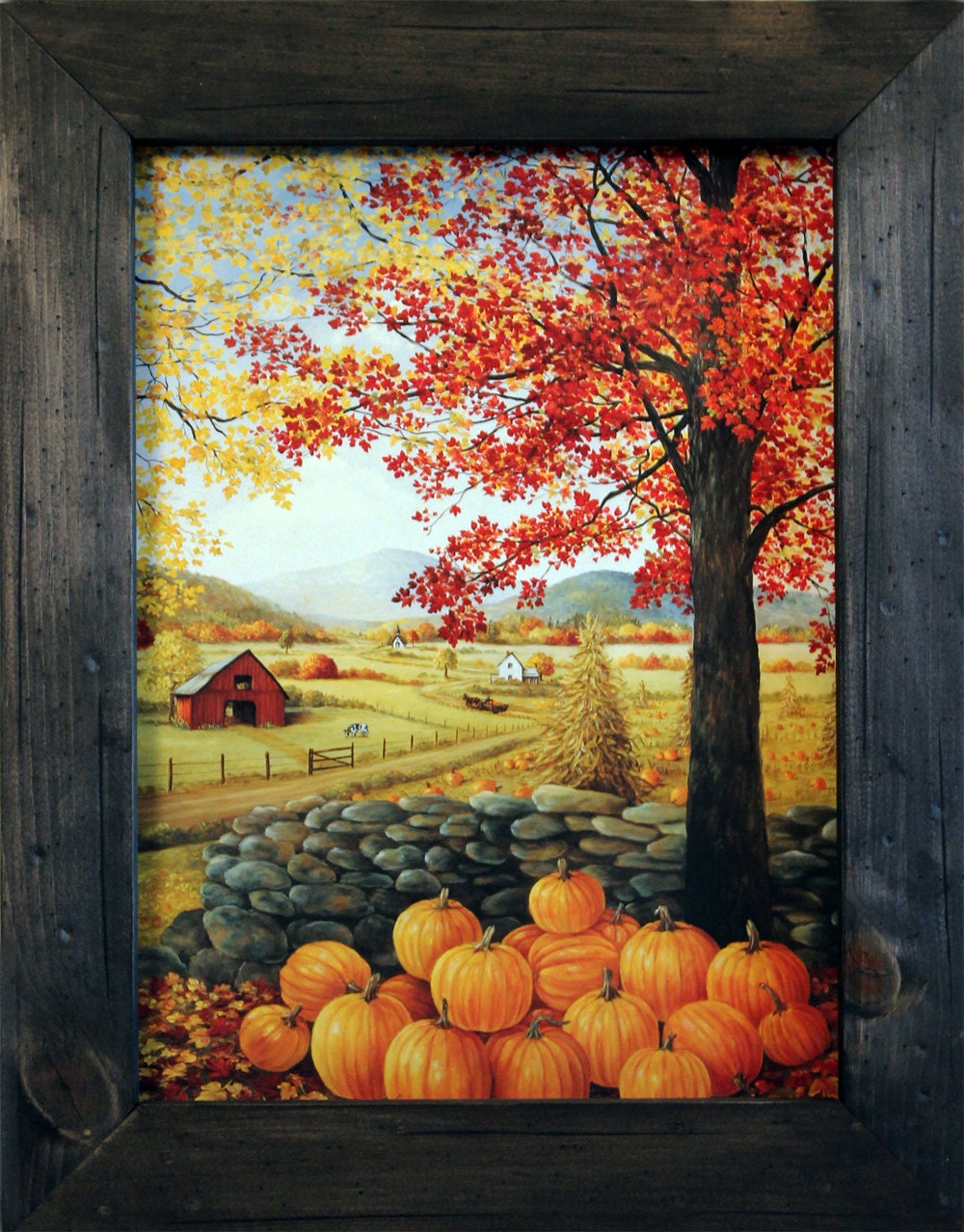 Autumn Scene Primitive Country Wall Decor by RusticPrimitivesEtc