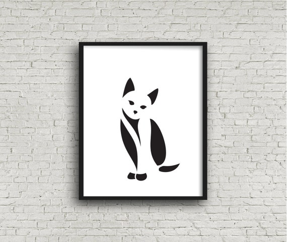 Home Decor Cat Minimalist Art  Print Instant by MinimalDigital