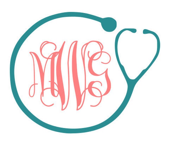 Stethoscope Monogram SVG DXF EPS Files for by Vinyldecalsworld