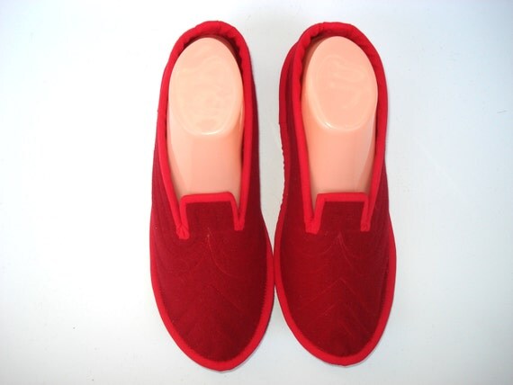 Red Womens House Slippers Wool Slippers House Slippers