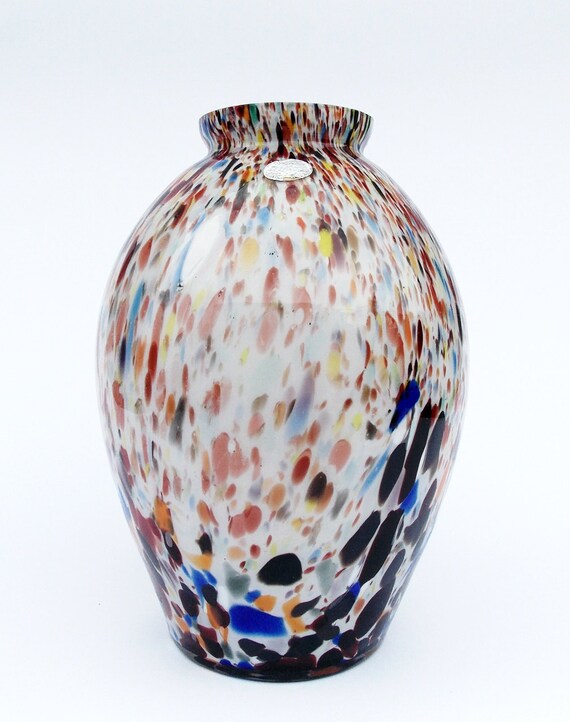 Vintage KROSNO Polish Spatter Glass Vase Design by AnAntiqueStore