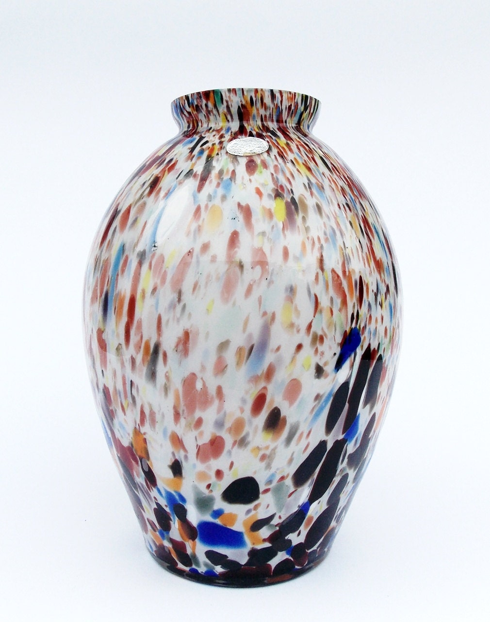 Vintage KROSNO Polish Spatter Glass Vase Design by AnAntiqueStore