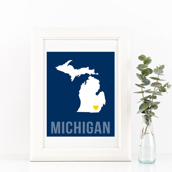 Michigan Home Print Custom Michigan Print Michigan Wall Art