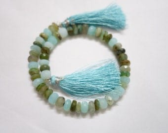 Peruvian Opal Faceted Rondelle, Peruvian Opal Beads , Peruvian Opal Rondelle Beads, Blue Opal Beads