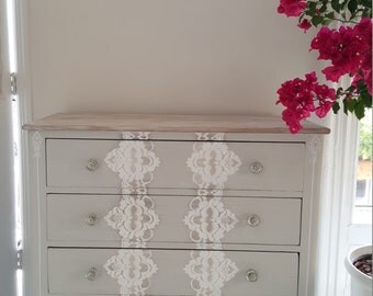 Hand painted dresser, vintage dresser, shabby chic furniture, distressed furniture, gray dresser, oak dresser, functional art