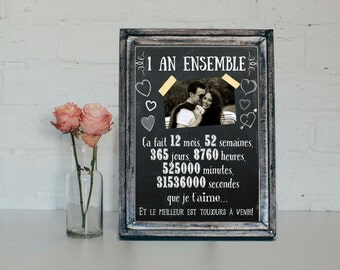 Affiche A4 Cadeau Personnalisé pour l'anniversaire de couple