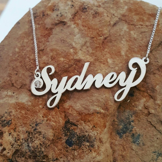 Sydney style Sterling Silver Name Necklace Birthstone