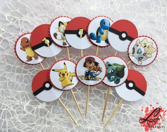 12 Pokemon cupcake toppers with your favourite heroes