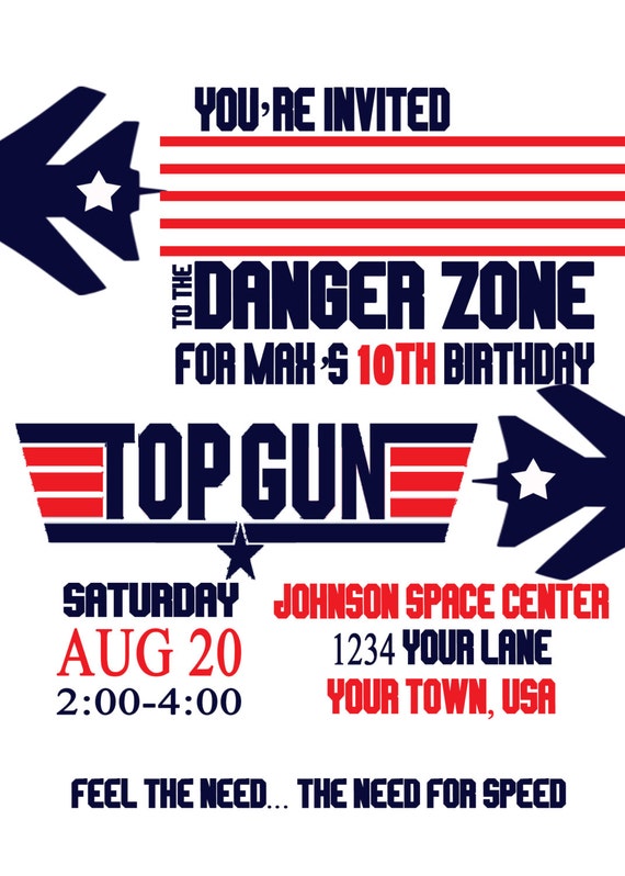 Top Gun Theme Birthday Invitation