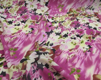 Pink & Cream "Blossoms" Floral Printed Summer Dress fabric. 58" Wide.
