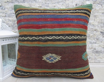 Nomadic Rare Embroidery Kilim Pillow 20x20 Kelim Cushion Turkish Pillow Kilim Lumbar Pillow Home Decor Out Door Pillow Boho Kilim Pillow