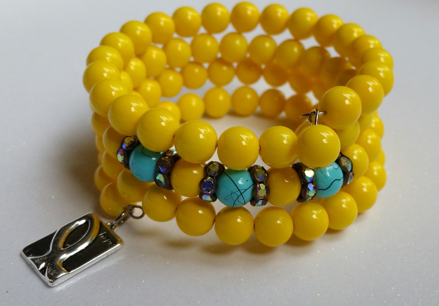 Yellow bracelet yellow and turquoise bracelet hope bracelet