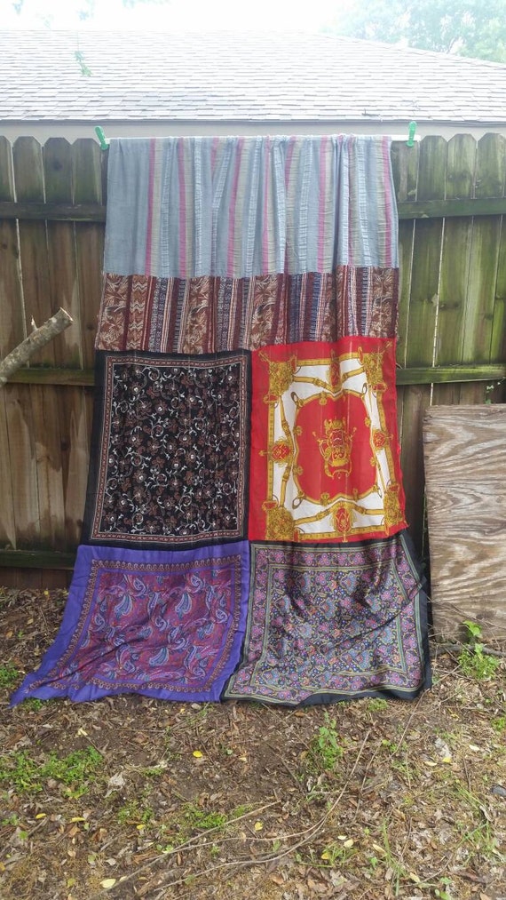 Scarf Curtains / Bohemian / Wallhanging by OnTheRagQuiltingCo