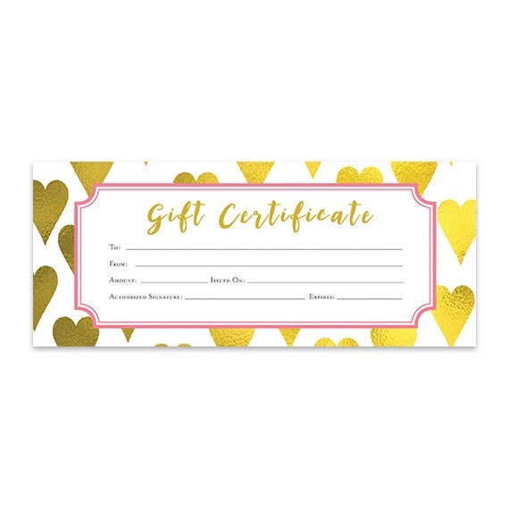 Gold Heart Heart Gold Foil Gift Certificate Download