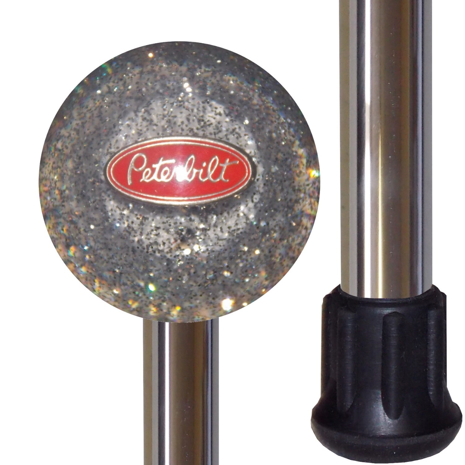 Clear Glitter Peterbilt Shift Knob Handle Polished Aluminum
